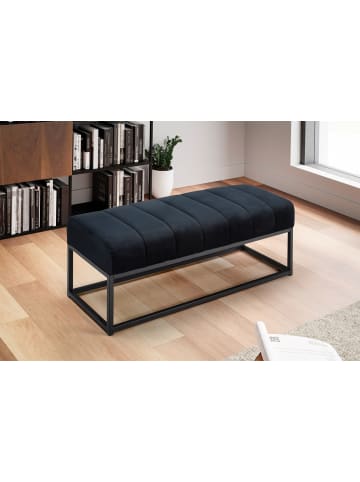 FineBuy Sitzbänk in Schwarz / Samt / 108x40x40
