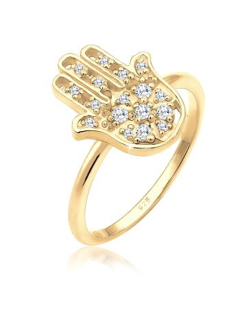 Elli Ring 925 Sterling Silber Hamsa Hand in Gold