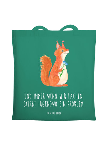 Mr. & Mrs. Panda Schultertasche Eichhörnchen Blume mit Spruch in Mint