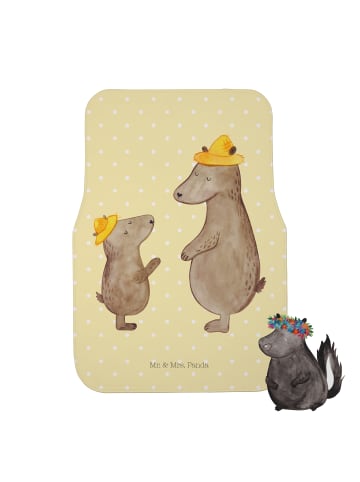 Mr. & Mrs. Panda Fußmatte Auto Bären mit Hut ohne Spruch in Gelb Pastell