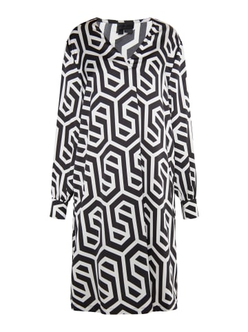 DreiMaster Damen Midikleid in Schwarz Wollweiss