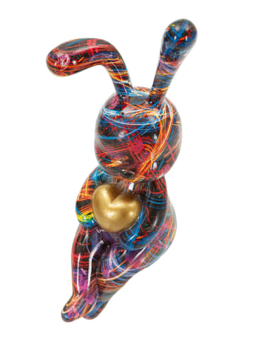 Mauro Ferretti Mehrfarbige, hasenförmige Kunstharzskulptur, 8 x 10 x 23 cm