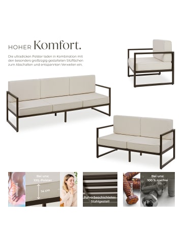 tectake Garten-Loungeset Comosa höhenverstellbare Füße, braun/beige