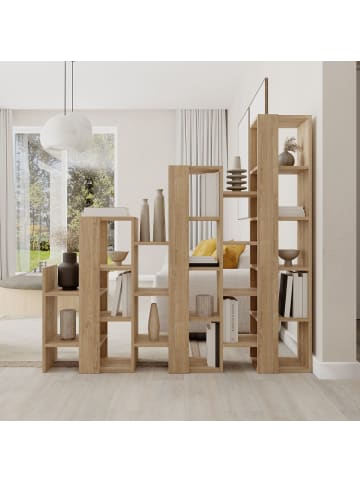 CALICOSY Regal Trennwand ANISSA in Eiche - (W) 158 x (H) 151 x (L) 29 cm