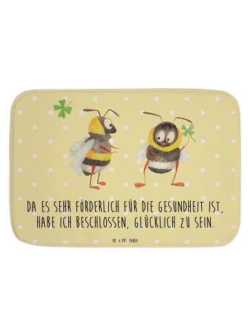 Mr. & Mrs. Panda Badteppich Hummeln Kleeblatt mit Spruch in Gelb Pastell