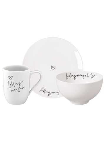 Villeroy & Boch 3er Set Frühstücks-Set Lieblingsmensch Statement in weiß