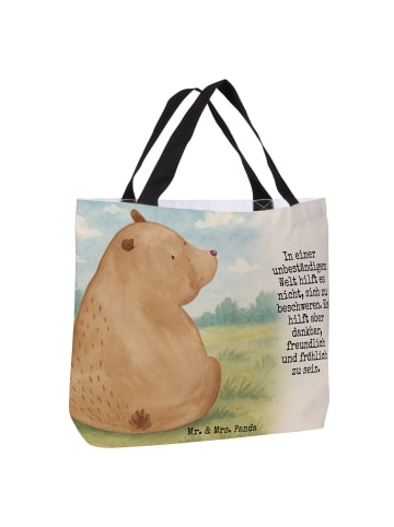 Mr. & Mrs. Panda Tote Bag Bär Schulterblick Design mit Spruch in Weiß