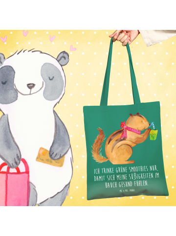 Mr. & Mrs. Panda Tote Bag Eichhörnchen Smoothie mit Spruch in Mint