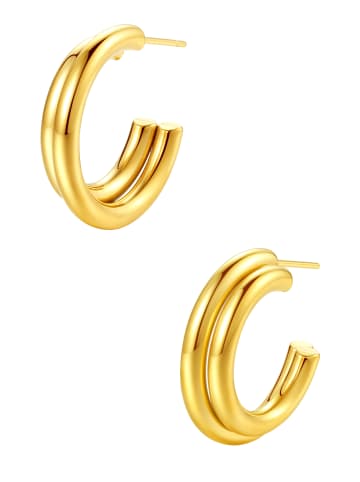 Hey Happiness Vergold. Creolen Verdoppelt Edelstahl in Gold - (D) 2,2 cm