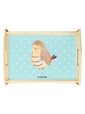 Mr. & Mrs. Panda teetablett Eule Zufrieden ohne Spruch in Türkis Pastell