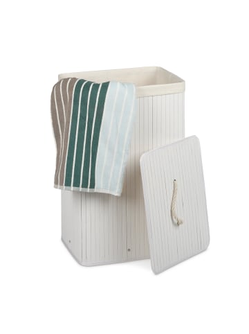 relaxdays Wäschekorb in Weiß - (B)43,5 x (H)65,5 x (T)33,5 cm