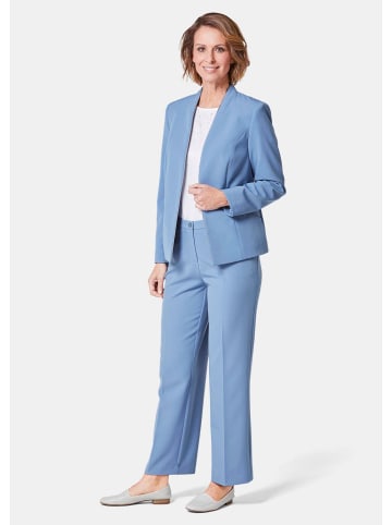 GOLDNER Kurzgröße:  Blazer mit feinen Kontrastpaspeln in taubenblau