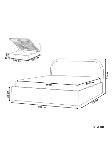 Beliani Doppelbett QUILLIEN in Beige - (W) 192 x (H) 91 x (L) 217 cm