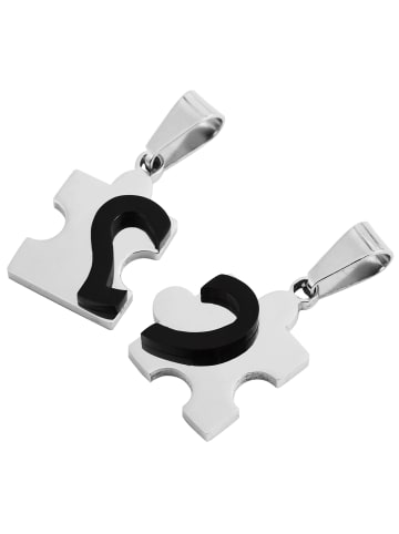 Adeliás Unisex Anhänger – Herzanhänger aus Edelstahl in schwarz