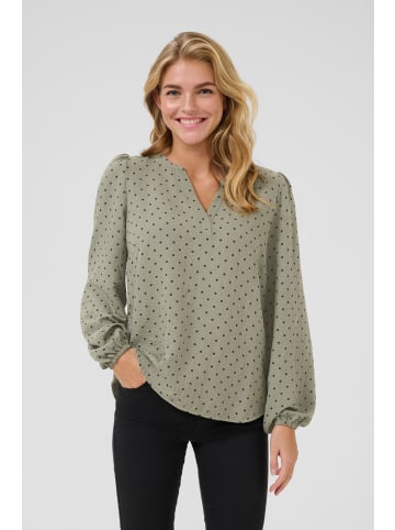 Kaffe Langarm-Bluse KArita Regular fit in Vetiver w. Deep Black Dot