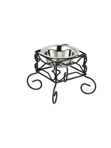 relaxdays Hundenapf in Schwarz/ Silber - (B)18 x (H)15,5 x (T)18 cm