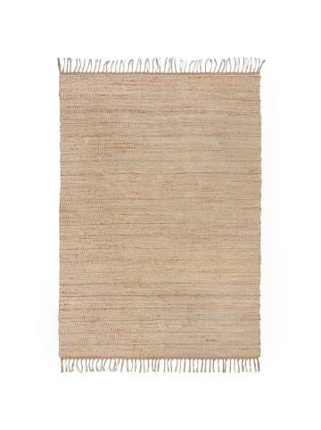 KADIMA DESIGN Stilvoller handgewebter Teppich mit Fransen in Naturtönen