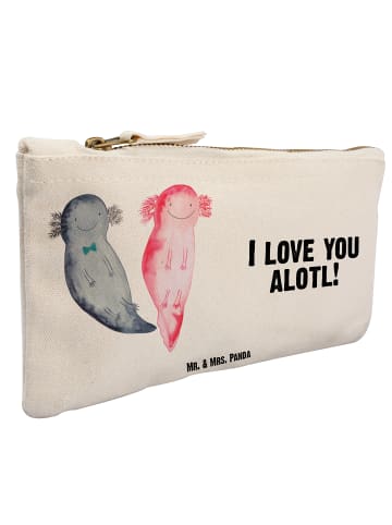 Mr. & Mrs. Panda Schminktasche Axolotl Liebe mit Spruch in Weiß