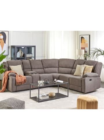 Beliani Ecksofa ROKKE in Braun - (W) 233 x (H) 94 x (L) 200 cm