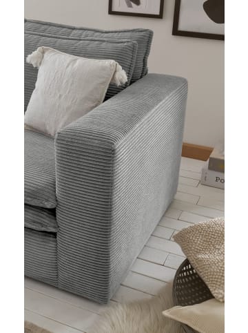 Furn.Design Sessel hellgrau Cord, Loungesessel 110 cm