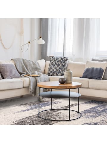 KADIMA DESIGN Teppich Velours, Abstrakt Design, Texturierter Flor, Wohnbereich in Dunkelblau