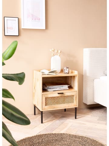FineBuy Nachttisch in Braun / Mango / 50x40x60