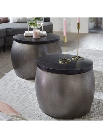 KADIMA DESIGN 2er Set Couchtische CENO, Metall Holz, Industrial-Stil, Satztisch