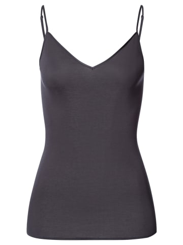 Hanro Spaghetti Top Cotton Seamless in Black pearl