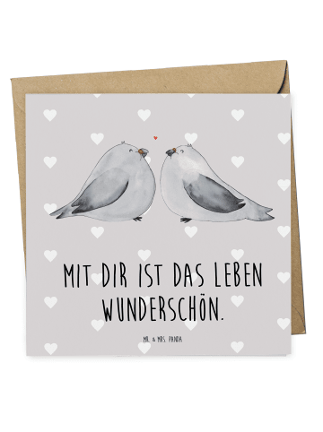 Mr. & Mrs. Panda Deluxe Karte Turteltauben Liebe mit Spruch in Grau Pastell