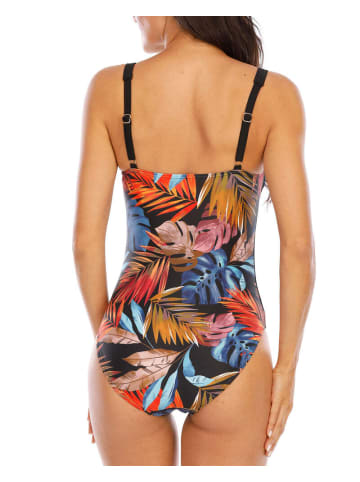 COFI 1453 Eleganter Badeanzug Bauchweg-Effekt Schlank machender Komfort in Schwarz