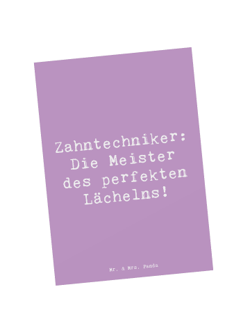 Mr. & Mrs. Panda Grußkarte Spruch Zahntechniker Lächeln mit Spruch in Lavendeltraum