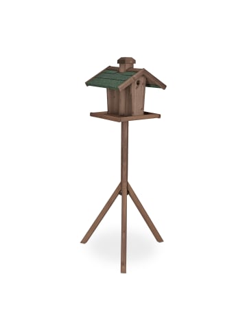 relaxdays Vogelfutterhaus in Braun/ Grün - (B)68 x (H)137 x (T)55 cm