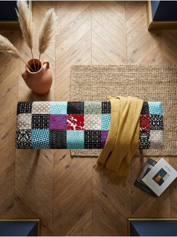 KADIMA DESIGN Sitzbank Samt / Massivholz Bank 117x51x38 cm Bettbank Patchwork,