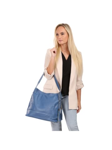 Toscanto Leder Schultertasche Toscanto Tasche jeansblau ca. 40cm