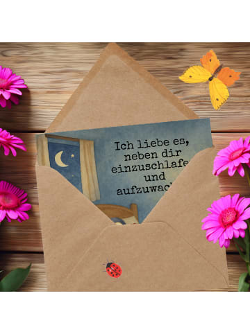 Mr. & Mrs. Panda Grußkarte Pinguine Einschlafen Design mit Spruch in Weiß