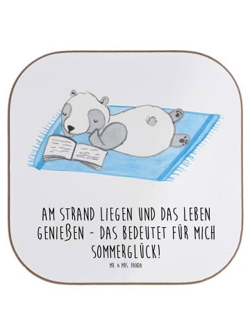Mr. & Mrs. Panda Bierdeckel Sommerglück mit Spruch in Weiß