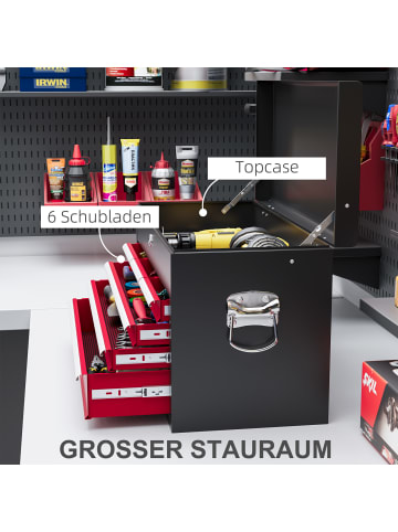 HOMCOM Werkzeugkasten-60L x 26B x 34H cm-Rot