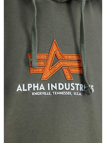 Alpha Industries Sweat Hoodie Frontprint Kapuze Streetwear in Grün-3