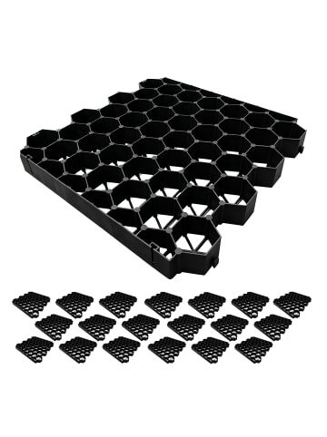 relaxdays 20 x Rasengitter in Schwarz - (B)50 x (H)4 x (T)50 cm