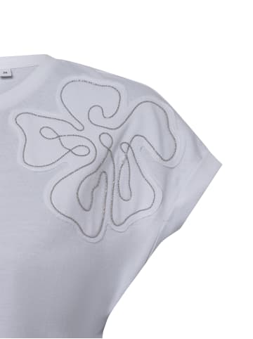 comma T-Shirt in weiß silber