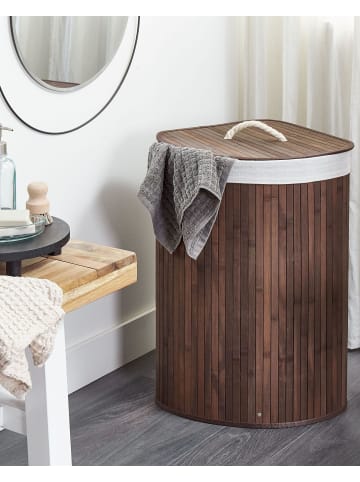 Beliani Wäschekorb MATARA in Braun/Weiß - (W) 60 x (H) 60 x (L) 35 cm