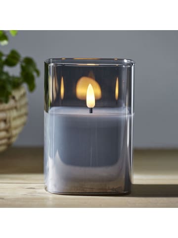 STAR Trading LED Windlicht ,Flamme' mit Flackereffekt, Batterie, Timer, dunkelgrau,