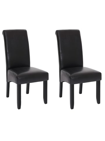 MCW 2er-Set Esszimmerstuhl N67, Schwarz-braun, schwarze Beine