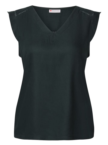 Street One V-Neck Top mit Häkeldetails in Grün