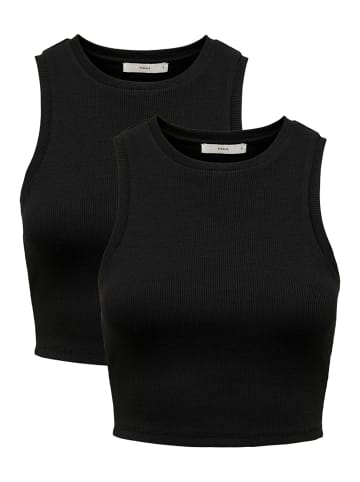 ONLY Cropped Tank Top 2-er Stück Pack Kurzes Basic Set ONLVILMA in Schwarz-2