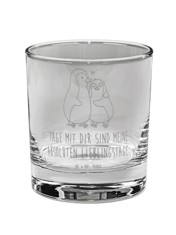 Mr. & Mrs. Panda Ginglas Pinguin umarmen mit Spruch in Transparent