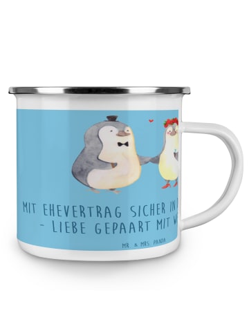 Mr. & Mrs. Panda Kaffeebecher Ehevertrag Zukunft mit Spruch in Sky Blue