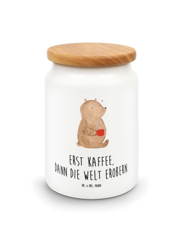Mr. & Mrs. Panda Aufbewahrungsdose Bär Kaffee mit Spruch in Weiß