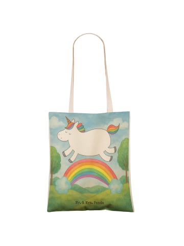 Mr. & Mrs. Panda Einkaufstasche Einhorn Regenbogen Design ohne S... in Weiß