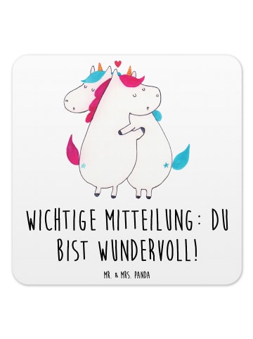 Mr. & Mrs. Panda Untersetzer für Gläser Einhorn Mitteilung mit S... in Weiß
